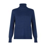 Navy Blue Turtleneck Sweater Gran Sasso , Blue , Dames