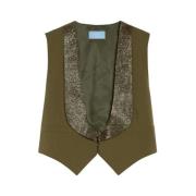 Sprankelende Versierde Geknipte Vest Max Mara Weekend , Green , Dames