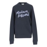 Logo Katoenen Sweatshirt Navy Ronde Hals Maison Kitsuné , Blue , Heren