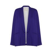 Blauwe Wollen Blend Boxy Jas Momoni , Purple , Dames