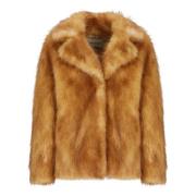 Bruine Faux Fur Kraag Jas Stand Studio , Brown , Dames