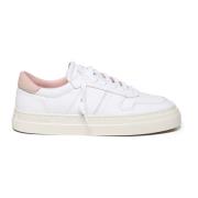 Witte Roze Leren Sneakers Italië Gemaakt D.a.t.e. , White , Dames