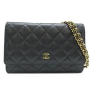 Pre-owned Leather wallets Chanel Vintage , Black , Dames