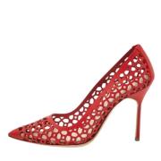 Pre-owned Leather heels Manolo Blahnik Pre-owned , Red , Dames