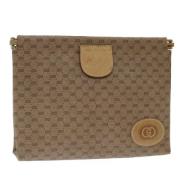 Pre-owned Leather clutches Gucci Vintage , Beige , Dames