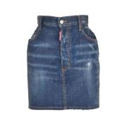 Kristalwassing Denim Mini Rok Dsquared2 , Blue , Dames