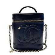 Pre-owned Leather chanel-bags Chanel Vintage , Blue , Dames