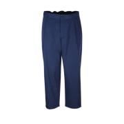 Ink Blue Geplooide Cropped Broek Maison Kitsuné , Blue , Heren