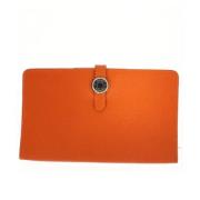 Pre-owned Leather wallets Hermès Vintage , Orange , Dames