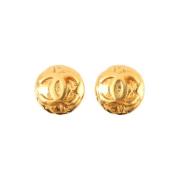 Pre-owned Fabric earrings Chanel Vintage , Yellow , Dames