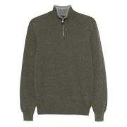 Luxe Cashmere Half-Zip Gebreide Kleding Fedeli , Green , Heren