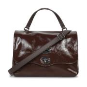 Donkerbruine Patentleren Crossbody Tas Zanellato , Brown , Dames