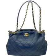 Pre-owned Leather chanel-bags Chanel Vintage , Blue , Dames