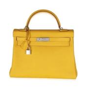 Pre-owned Leather handbags Hermès Vintage , Yellow , Dames