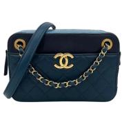 Pre-owned Leather chanel-bags Chanel Vintage , Blue , Dames