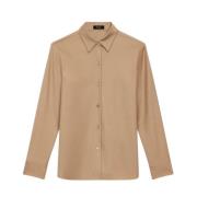 Kameel Flanellen Overhemd Rechte Silhouet Theory , Brown , Dames