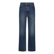 Blauwe Faded High-Waisted Cropped Jeans Khaite , Blue , Dames