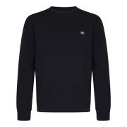 Blauwe Sweater met Micro Logo Patch Emporio Armani , Blue , Heren