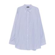 Oversized Gestreepte Popeline Shirt Balenciaga , Blue , Heren