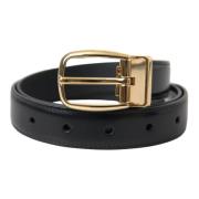 Zwarte leren riem met gouden gesp Dolce & Gabbana , Black , Unisex