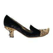 Zwarte Velvet Bloemen Pumps Dolce & Gabbana , Black , Dames