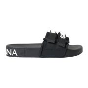 Zwarte Neopreen Slides Dolce & Gabbana , Black , Dames