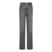 Grijze Stone-Wash Denim Jeans Versace , Gray , Dames