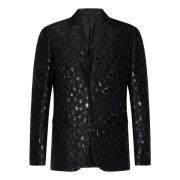 Luipaard Jacquard Wollen Blazer Versace , Black , Heren