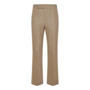 Beige Geknipte Flare Wollen Broek Victoria Beckham , Beige , Dames