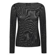 Zwart Mesh Strass Topkleding Aw24 Pinko , Black , Dames