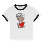 Witte Basic Jersey Bear T-Shirt Ganni , White , Dames