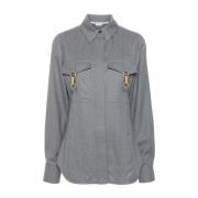 Grijze wollen overhemd met gouden gespen Stella McCartney , Gray , Dam...