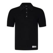 Luxe Zwarte Merinowol Polo Balmain , Black , Heren