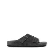 Grijze Suède Gesp Sandalen Birkenstock , Gray , Heren