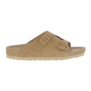 Beige Suède Sandalen met Kurkzool Birkenstock , Beige , Dames