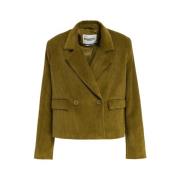 Ribfluwelen Oversized Korte Blazer Essentiel Antwerp , Green , Dames