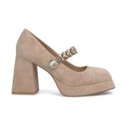 Schoenen met hak strass knoop Alma EN Pena , Beige , Dames