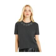 T-shirt met strass kraag Alma EN Pena , Gray , Dames