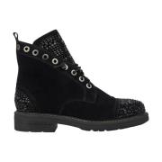 Platte enkellaarsjes met veters Alma EN Pena , Black , Dames