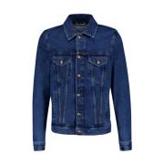 Geëtst Monogram Denim Jack Palm Angels , Blue , Heren