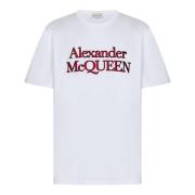 Wit Loose-Fit Katoenen T-Shirt Alexander McQueen , White , Heren