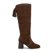 Studded block heel boot Alma EN Pena , Brown , Dames