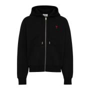 Zwarte Hoodie met Rits Ami Paris , Black , Heren