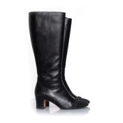 Pre-owned Leather boots Chanel Vintage , Black , Dames