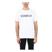 Jersey T-shirt met voorlogo in flockprint Dondup , White , Heren