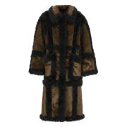 Bruine Faux Fur Kraag Jas Stand Studio , Brown , Dames