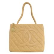 Pre-owned Leather chanel-bags Chanel Vintage , Beige , Dames