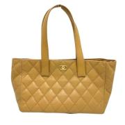 Pre-owned Leather chanel-bags Chanel Vintage , Beige , Dames