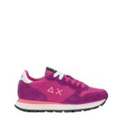 Fuchsia Suède Sneakers met Dubbele Witte Veters Sun68 , Pink , Dames