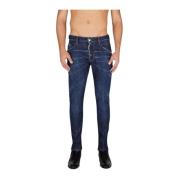 Donkerblauwe Slim-Fit Skater Jeans voor Heren Dsquared2 , Blue , Heren